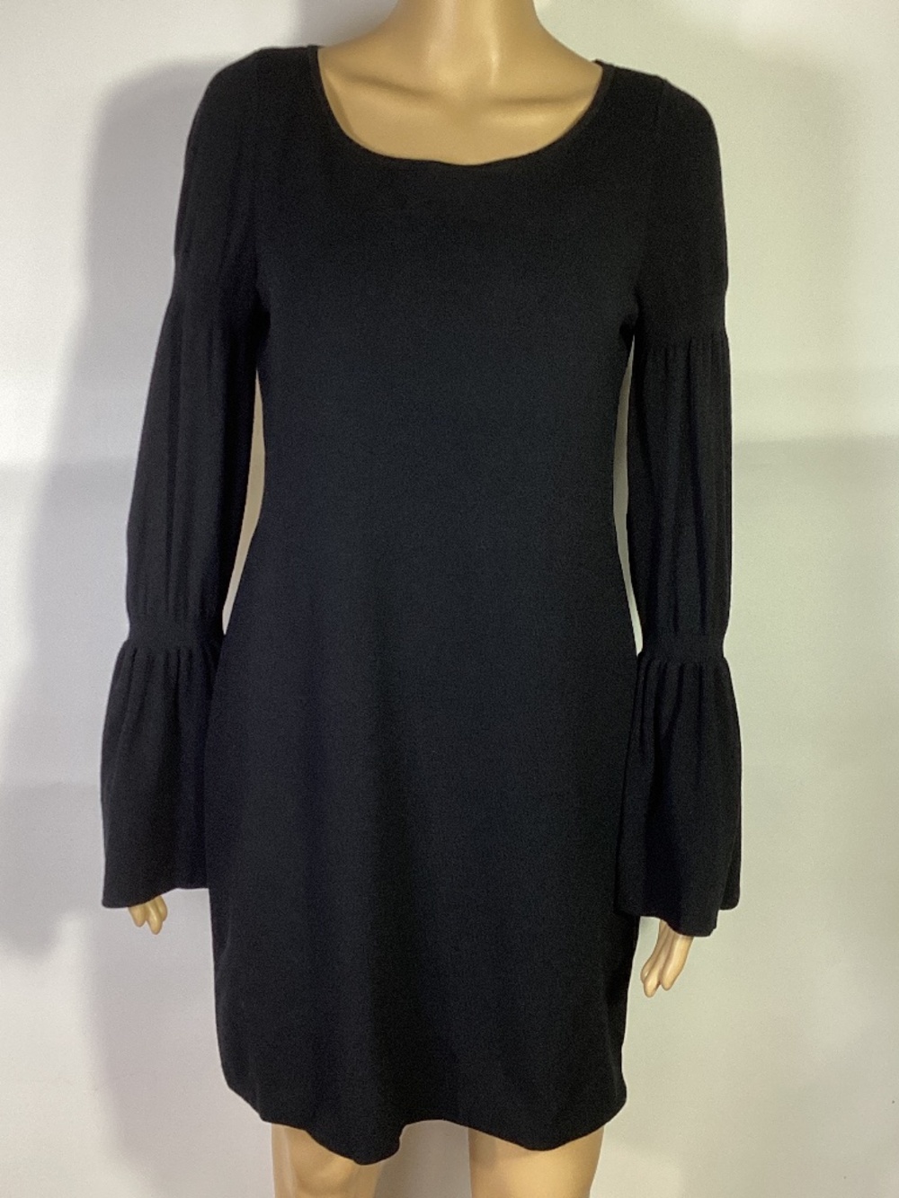 Ann Taylor Knit Bell Sleeve Black Sweater Dress S